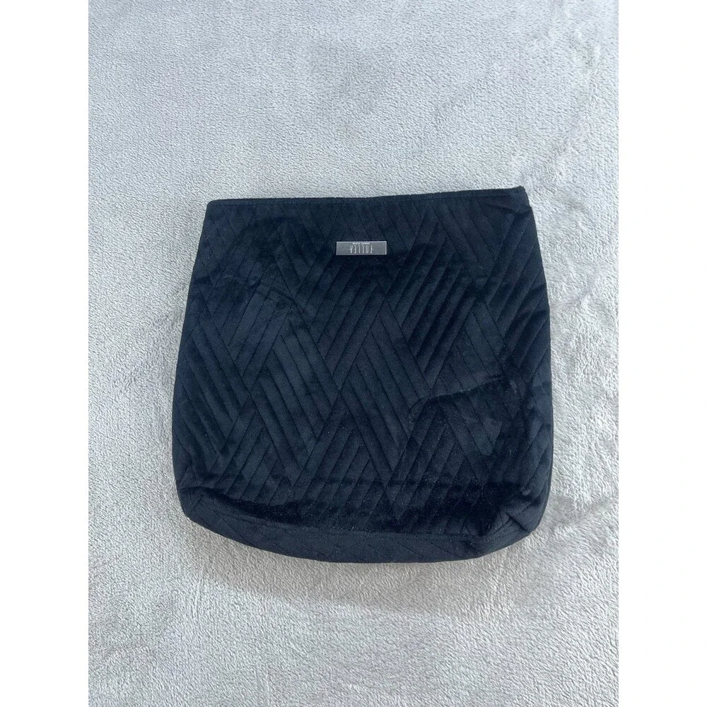 Daniel Alain Black Quilted Velvet Clutch Bag Snap Closure